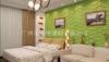 Deodorizing PVC TV Background Wallpaper Wood Texture Composite Wall Panels Green / Yellow