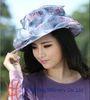 Purple Printing Wedding Organza Hat / Two Layer Flying Organza Brim