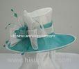 White / Turquoise Sinamay Ladies Hats Sinamay Bow For Church / Wedding