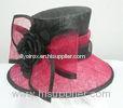 Black / Red Sinamay Ladies Hats Silk Flower Trim For Special Occasion