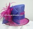 2 Layers Sinamay Ladies Hats Purple / Fuchsia Folded Edge Bow For Wedding