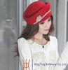 Special Red / Royal Cloche Pillbox Hats With Brooch Trimming For Ladies