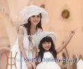 White Mother & Daughter Series Organza Hats with Hollow Trimmings