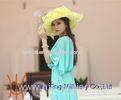 Yellow / Blue Party Ladies Organza Hats with big flower / feather , down brim