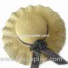 Women's wide brim straw beach hat with silk braids, various colors and braids are accepted