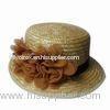 Women's Hat with Elastic Sweatband, Made of Natrual Straw, Trimming is Made of Polyester