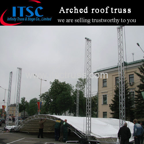 Arc roof truss system setup