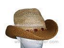 Fashion Cowboy Shape Women Straw Hats with Wooden Beads Trimming Band for Party, Carnival