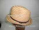 Beach Raffia Braid Hats With Leather Belt, Summer Women Straw Hats with Zigzag Stitching