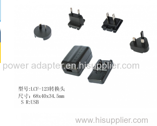 AC adapter with interchangeable plugs EU,US,UK,AUS