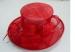 Big Crown Red Sinamay Ladies Hats For Wedding , Nice Overlocked Organza Beads
