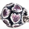 European Style Sterling Silver Love All Around Beads with Pink CZ Stone