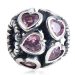 Antique European Style Sterling Silver Love All Around Beads with Pink CZ Stone