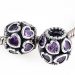 European Style Sterling Silver Love All Around Beads with Purple CZ Stone Hot Selling