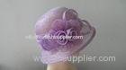 Cute Round Crown Abaca Sinamay Ladies Occasion Hats Purple With Roses , Petal , Stripe