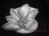 Satin Braid Ladies White Church Hats , Mushroom Crown With Small Peaks Shape
