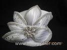 Satin Braid Ladies White Church Hats , Mushroom Crown With Small Peaks Shape