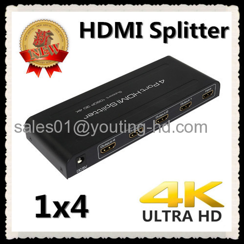 Ultra HD 1.4V 4 ports HDMI splitter 1x4 signal distribution amplifier 4K2K 3D