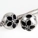 Fashion Sterling Silver Mystic Floral with Clear Crystal Black Enamel Clip Beads