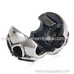 Sterling Silver Mystic Floral with Clear Crystal Black Enamel Clip Beads
