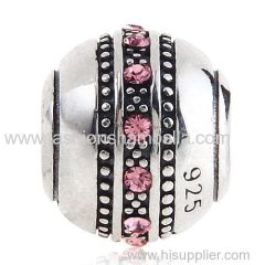 Sterling Silver Fast Lane Beads with Siam Austrian Crystal European Style