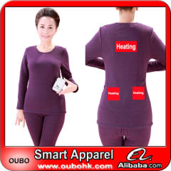 2014 Ladies Sexy Heated Thermal Underwear With Electric Heated System Battery Heated Clothing Warm OUBOHK