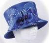 Blue Pretty Ladies Church Hats With Stunning Diamond Chain , Women Church Hat