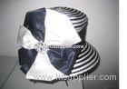 Satin Bow Trimming Fashion Ladies Church Hats For Party , Diamond Buckle Inside