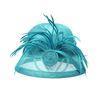 Aqua Cloche Sinamay Ladies Hats Feather Trim & Rolled Sinamay For Special Occasion