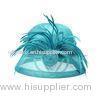 Aqua Cloche Sinamay Ladies Hats Feather Trim & Rolled Sinamay For Special Occasion