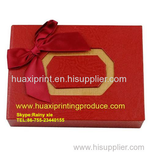 deep red square gift boxes with varabow