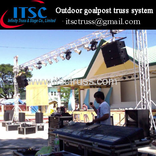 Medium outdoor goalpost truss system for speakers and lighting