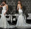 Sexy Mermaid Spaghetti Backless Satin Wedding Dresses with Beads for Autumn / Winter