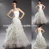 Mermaid Pleated Strapless Organza Wedding Dresses with Open Back / Sweep Train