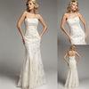 Sheath Lace Strapless Wedding Dresses Floor Length Appliques Wedding Dress