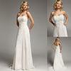 A Line Lace Beads Flower Applique Strapless Wedding Gowns Court Train with Sash Belt