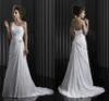 Draped Backless Chiffon Wedding Dresses / Beaded Crystal Ladies Wedding Ball Gown