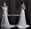 Draped Backless Chiffon Wedding Dresses / Beaded Crystal Ladies Wedding Ball Gown