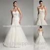 Court Train Mermaid Tulle Sweetheart Wedding Gowns with Beaded Flower Applique