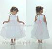 Bateau Neck Organza Ankle Length Unique Flower Girl Dresses Pickups With Bow