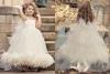 White Spaghetti Fur Long Tulle Unique Flower Girl Dresses / Bow Knot Ball Gown
