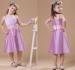 Cute Pink Spaghetti Pleats Tea Length Flower Girl Dresses with Scalloped Neck
