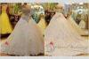 Swarovski Crystal Flower Lace Applique Womens Wedding Dresses Chapel Train with Bow