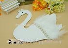 Handwork Sew On White Swan Beaded Appliques For Clothing with White Feather