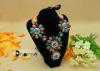 National Style Colorful Resin Stone Handmade Collar Necklace with non - woven fabric