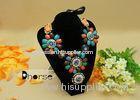 National Style Colorful Resin Stone Handmade Collar Necklace with non - woven fabric