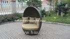 Round Outdoor Rattan Daybed Furniture , Roofed Wicker Lounge Bed