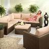 7pcs hairy round rattan sofas