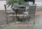 Hand-Woven Grey Rattan Bar Set , Resin Wicker Patio Bar Furniture