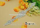 Iron On Bridal Sash Wedding Trim Rhinestone Applique , Beaded Appliques